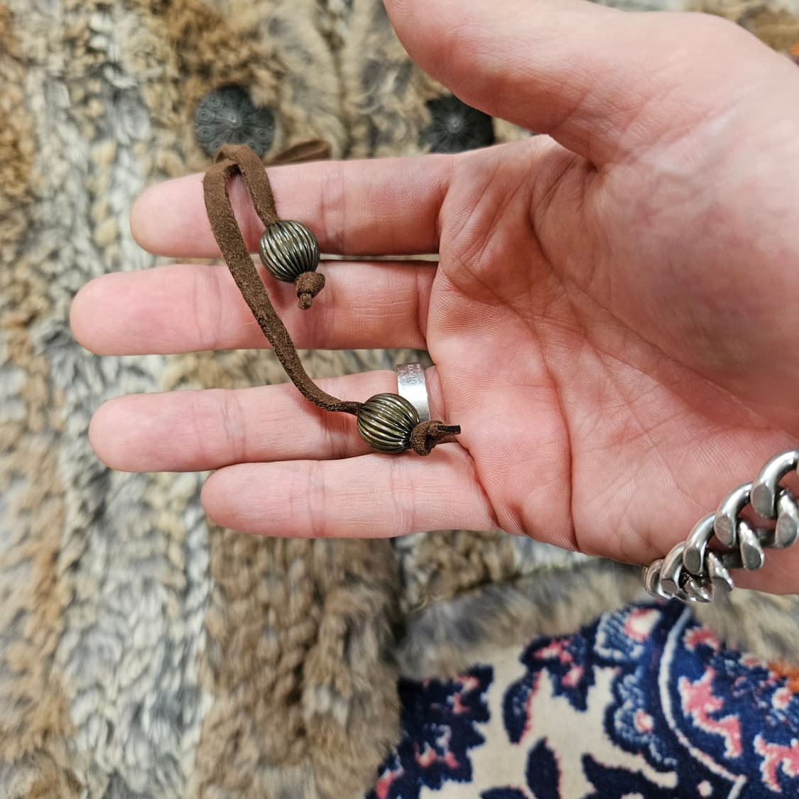 써스데이 아일랜드 토끼 모피 가죽 블럭 숏 베스트 M size 상품이미지5