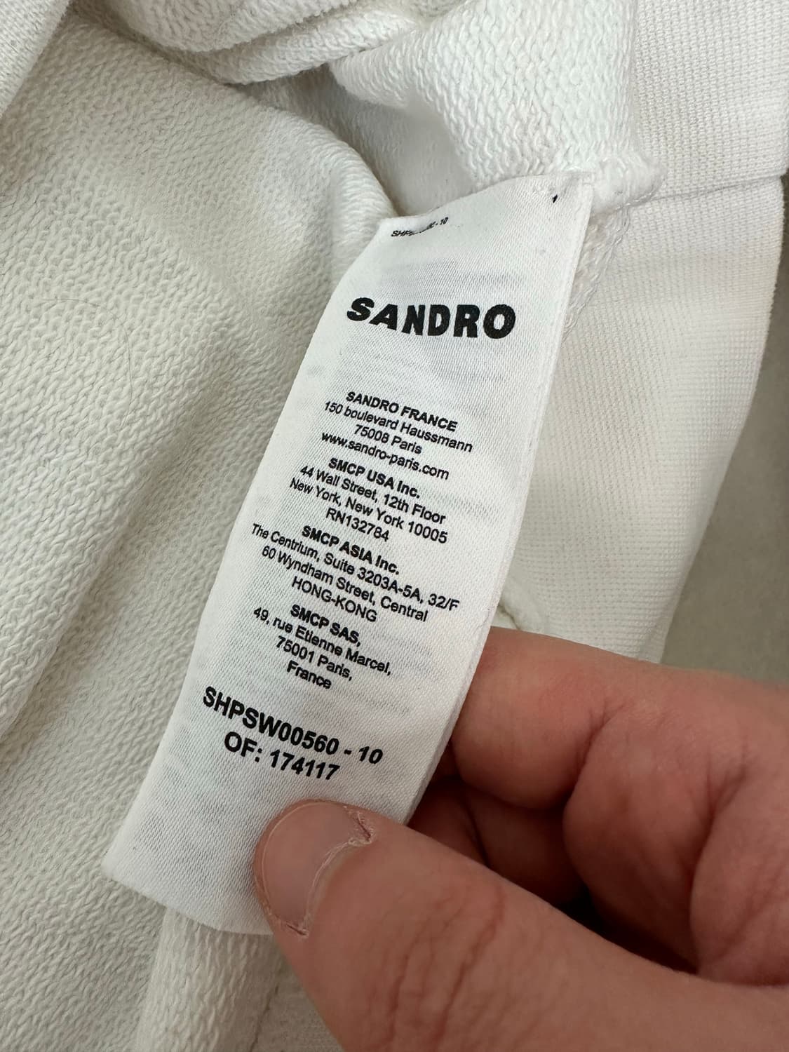 Sandro 산드로 흰색 로고 후드티 M 상품이미지3