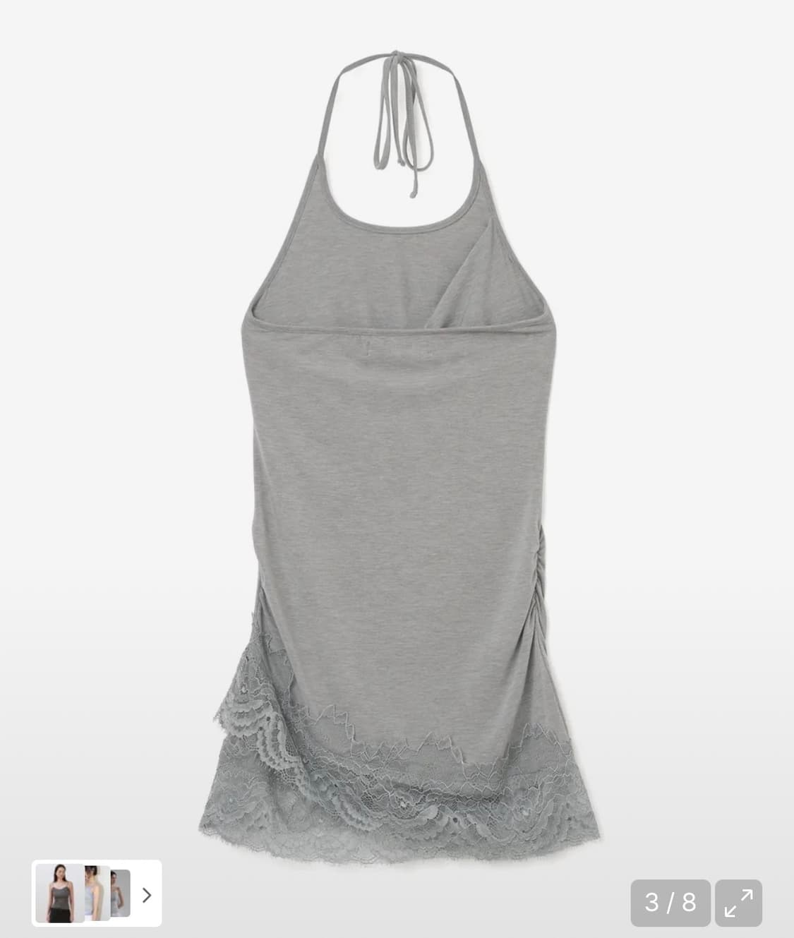 밀로우먼 레이스 홀터 슬리브리스 탑 그레이 상품이미지2