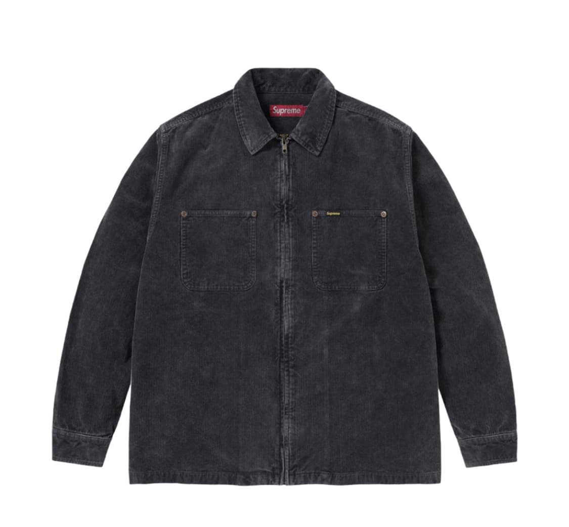 당일배송) M 슈프림 워시드 코듀로이 집업 셔츠 블랙 - 24SS 상품이미지2