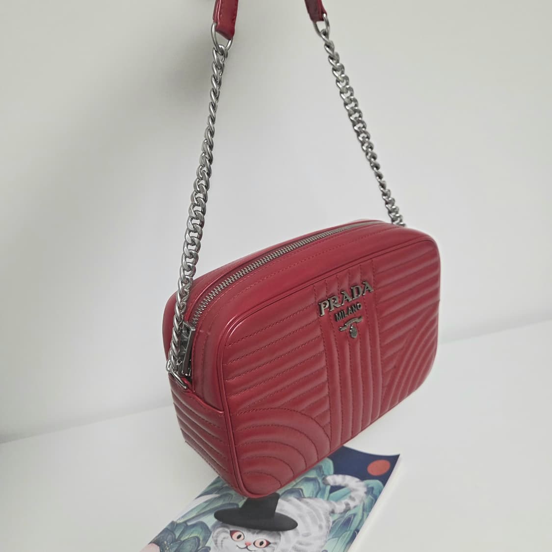 PRADA 프라다 정품 다이어그램 카메라백 은장체인 크로스백 숄더백 상품이미지9