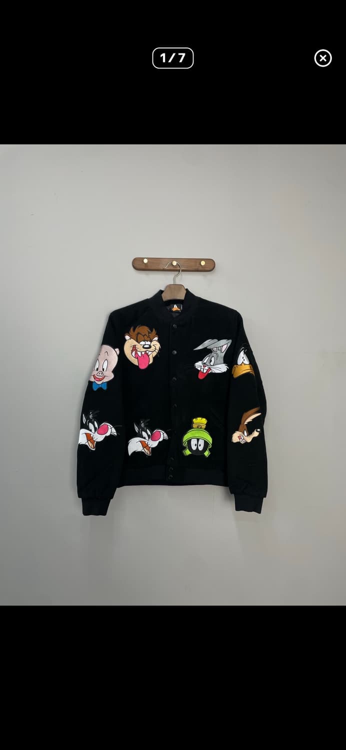 빈티지 루니툰 자수 블랙 바시티자켓 A3678 상품이미지2