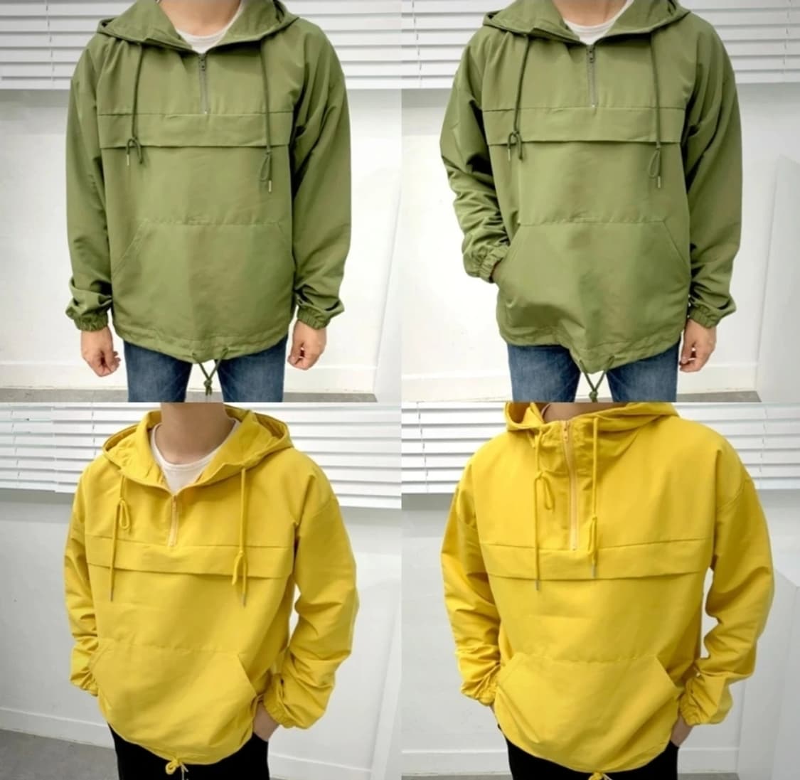 새상품 일괄2세트) 남녀공용 가벼운 재질좋은 아노락 카키/옐로우 상품이미지1