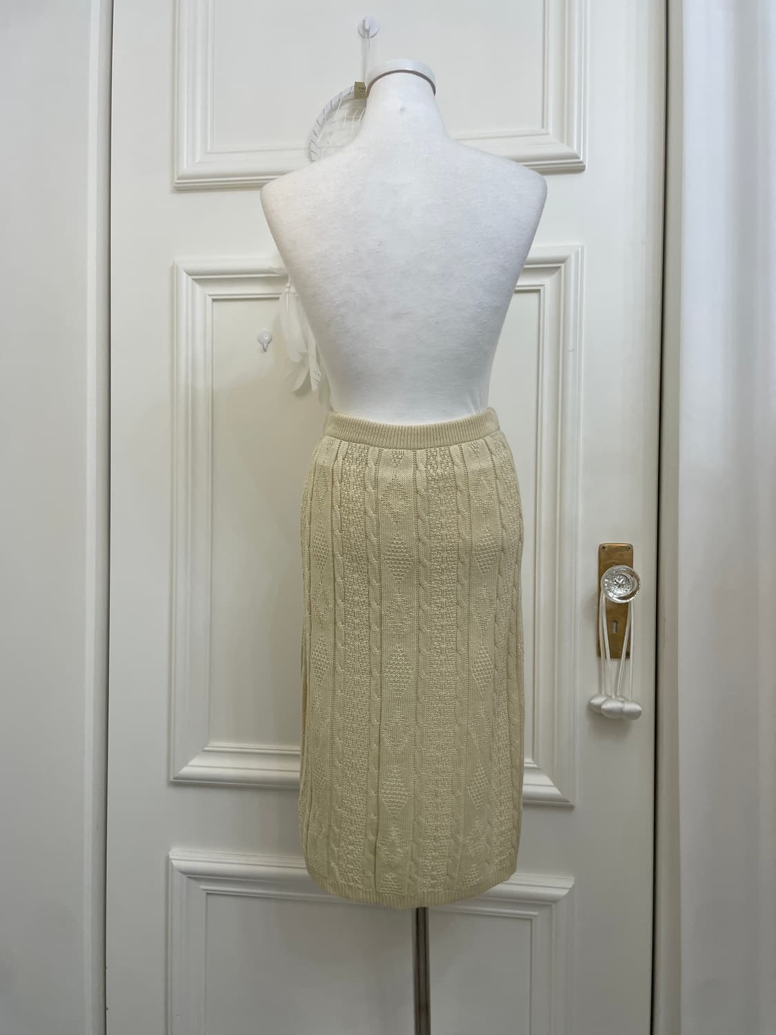 beige twist knit banding skirt 상품이미지3