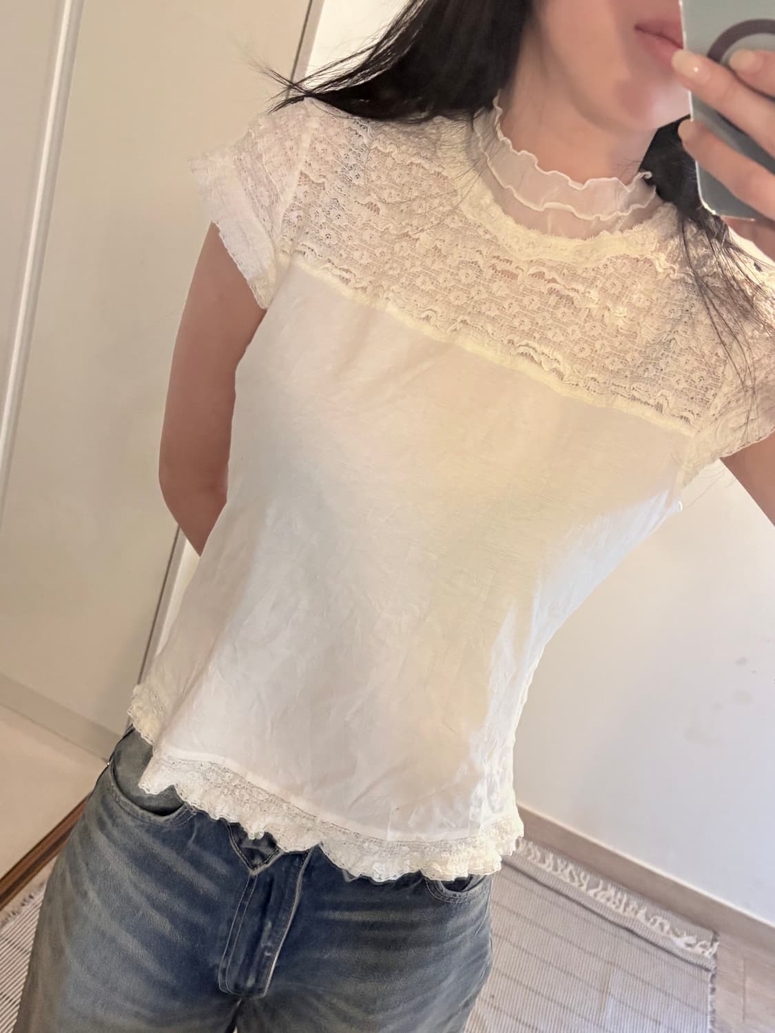 Japanese Vintage Ivory Frill T-Shirt 상품이미지1