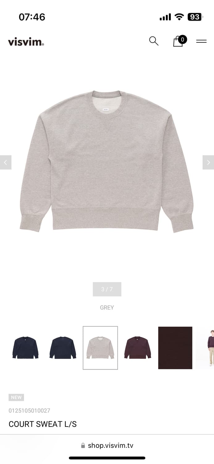 [3]비즈빔(visvim) COURT SWEAT L/S 스웻 상품이미지1