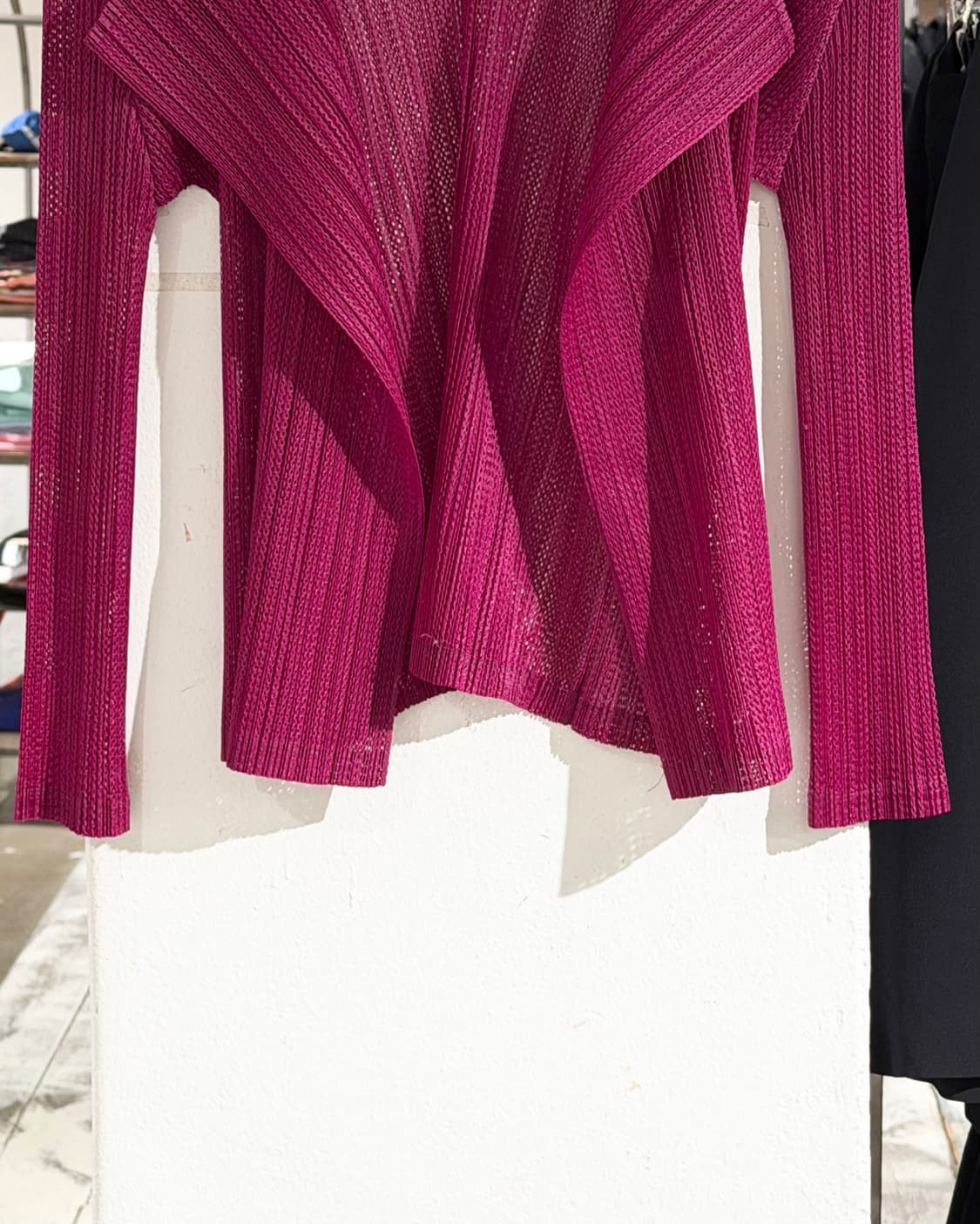 플리츠 플리즈 핑크 노버튼 가디건 상품이미지5