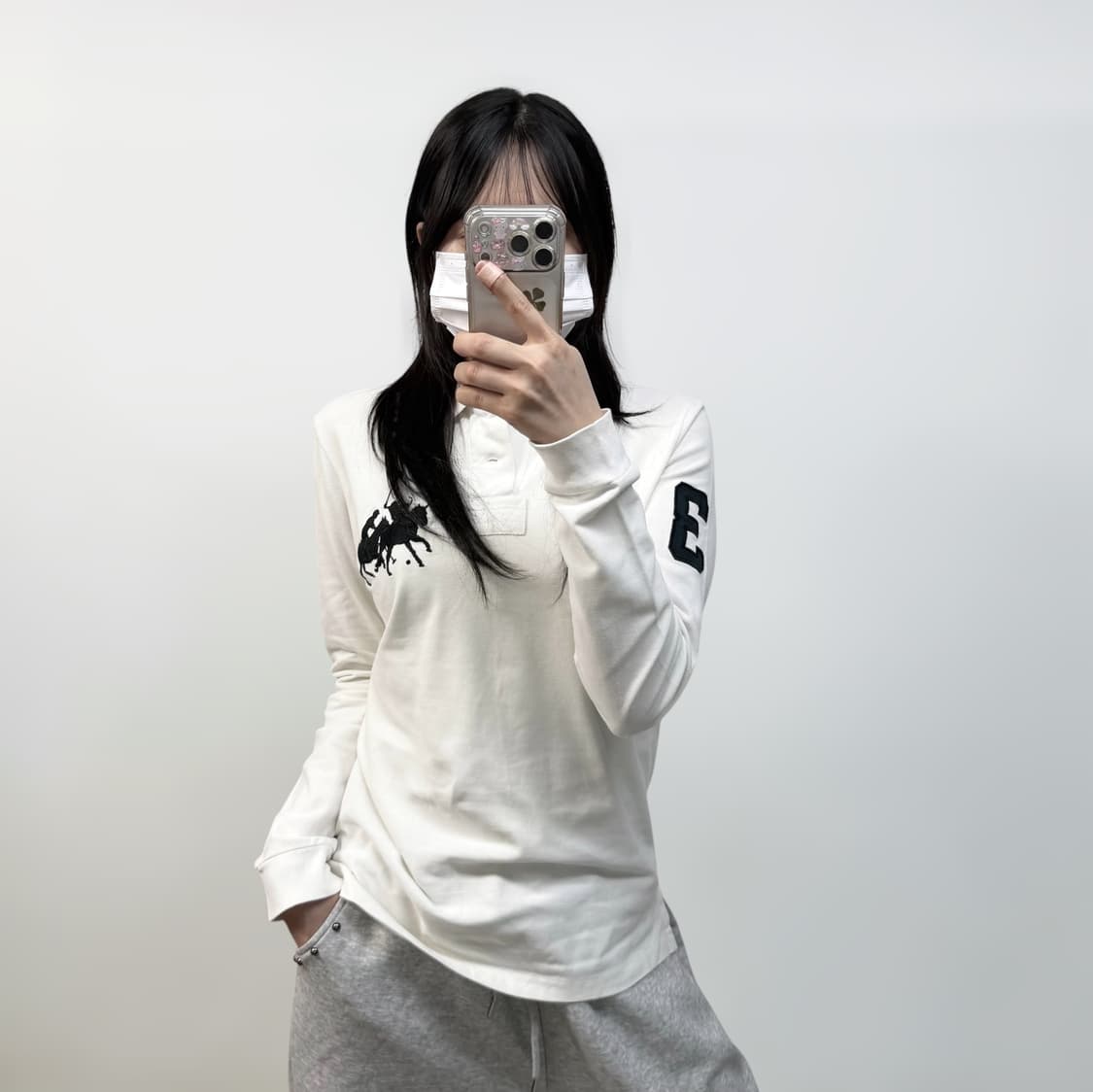 폴로 랄프로렌 빅포니 긴팔 카라티 화이트 상품이미지1