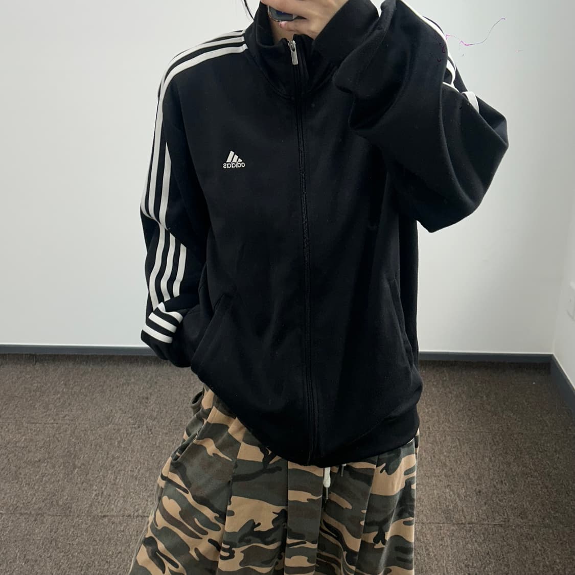 Adidas 아디다스 삼각로고 블랙 트랙탑져지 상품이미지2