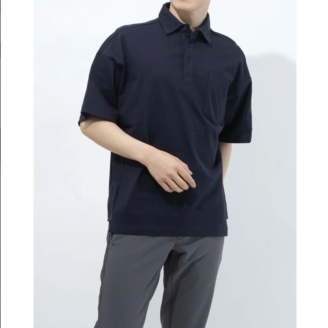 105-110/아디다스 미사용 오버핏 블랙 폴로카라 면반팔셔츠/416-3 상품이미지6