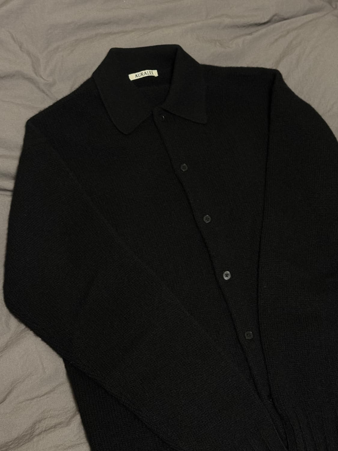 [5] 오라리 셰틀랜드 울 캐시미어 니트 가디건 블랙 상품이미지3