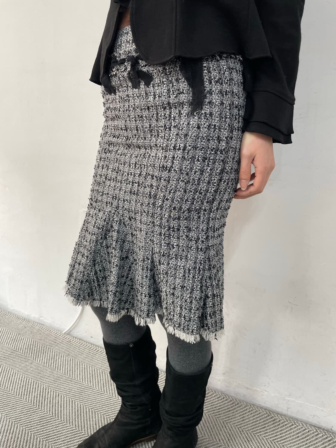 NARACAMIC 트위드 리본 스커트 상품이미지1