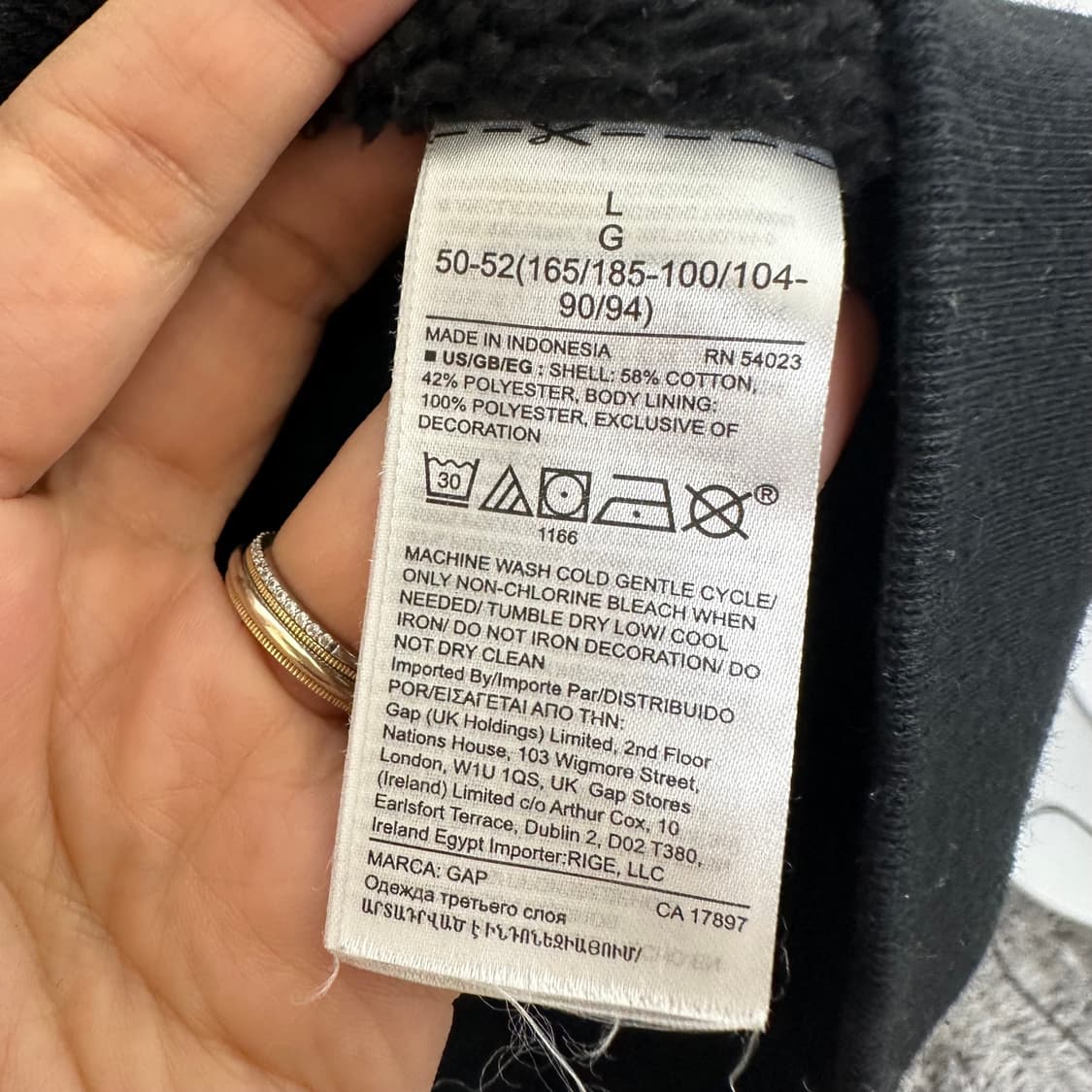   갭 남성 기모 도톰한 후드집업 검정 L  상품이미지9