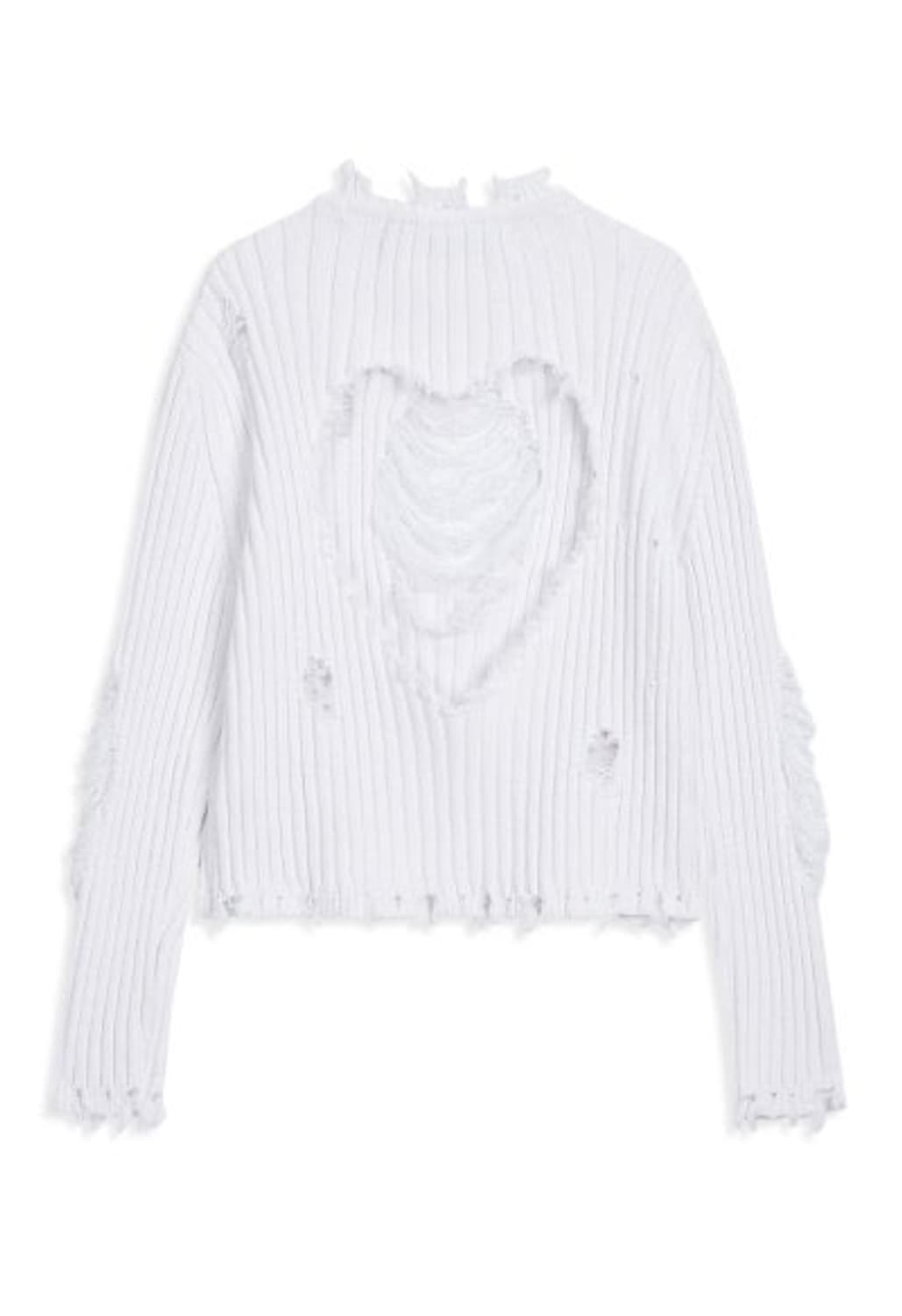 [고민시 착용] 오픈 와이와이 데미지 하트 풀오버 니트 스웨터 상품이미지4