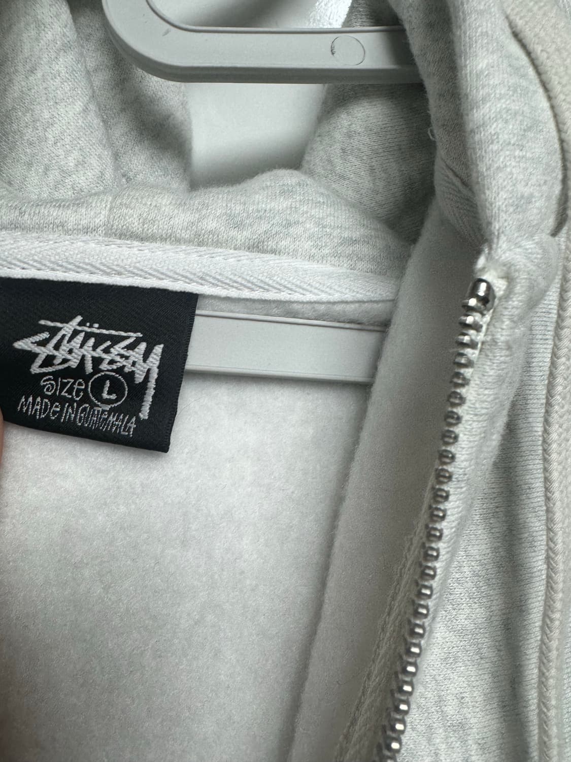 스투시 베이직 로고 후드집업 L 애쉬헤더 상품이미지5