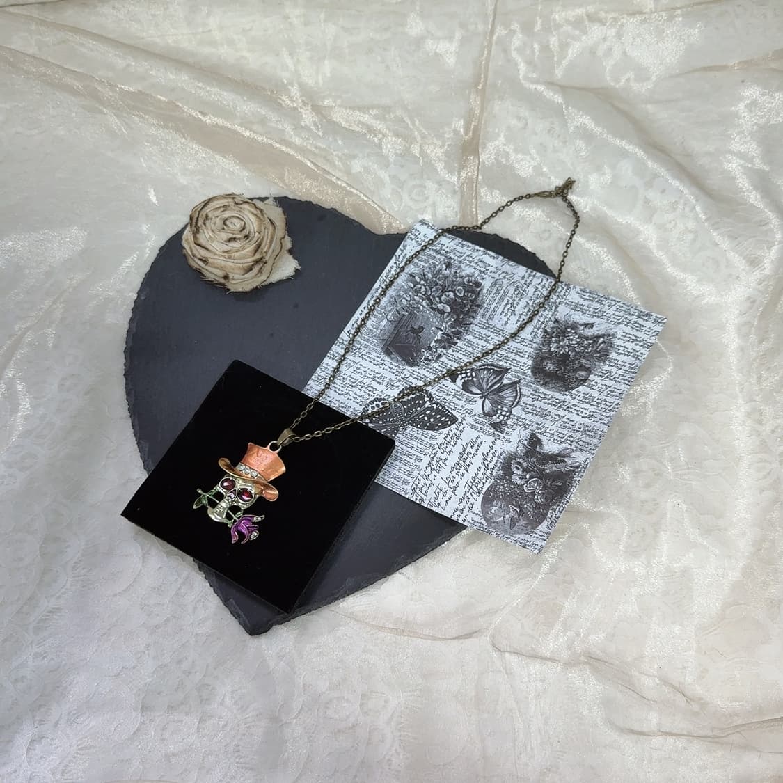 빈티지 에나멜 황동 해골 목걸이 상품이미지2