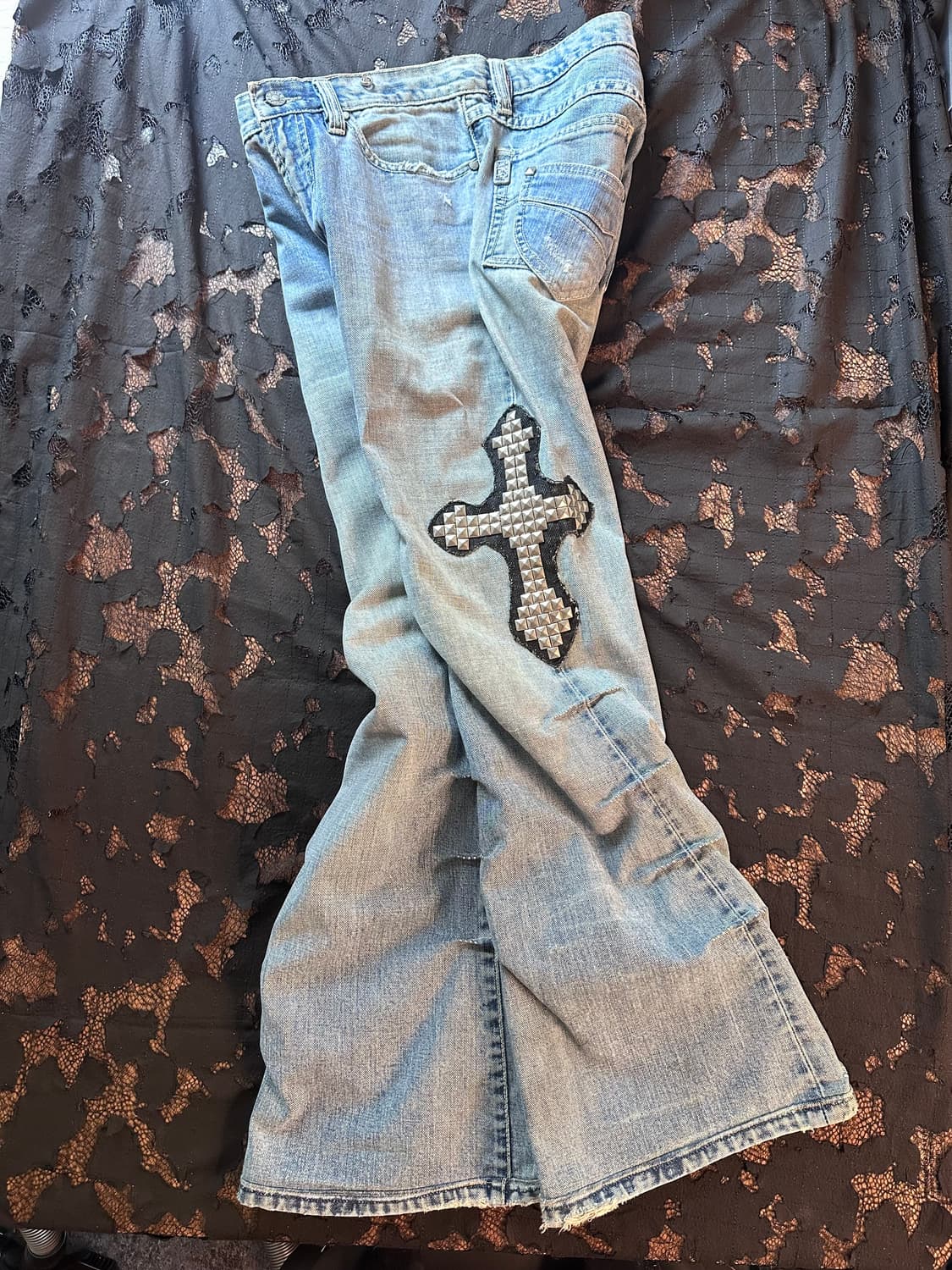 (MPH)stud cross/side tuck flared jeans 상품이미지4