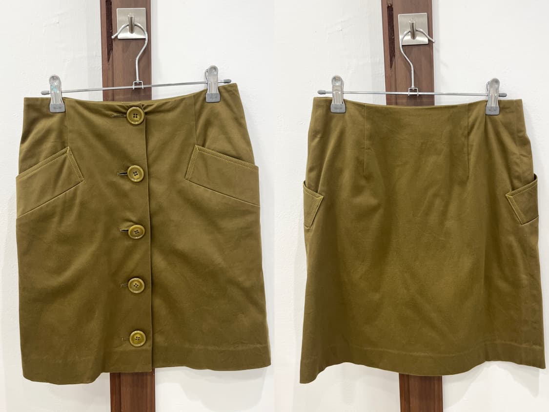 Buttons khaki midi skirt 상품이미지7