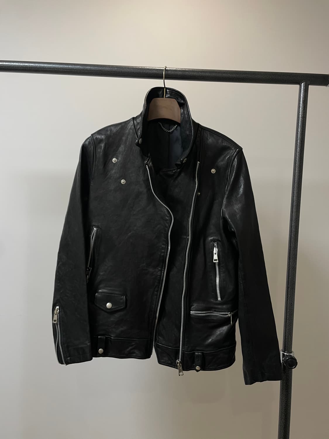 (L) 양가죽 락시크 사선 라이더 가죽자켓 상품이미지2