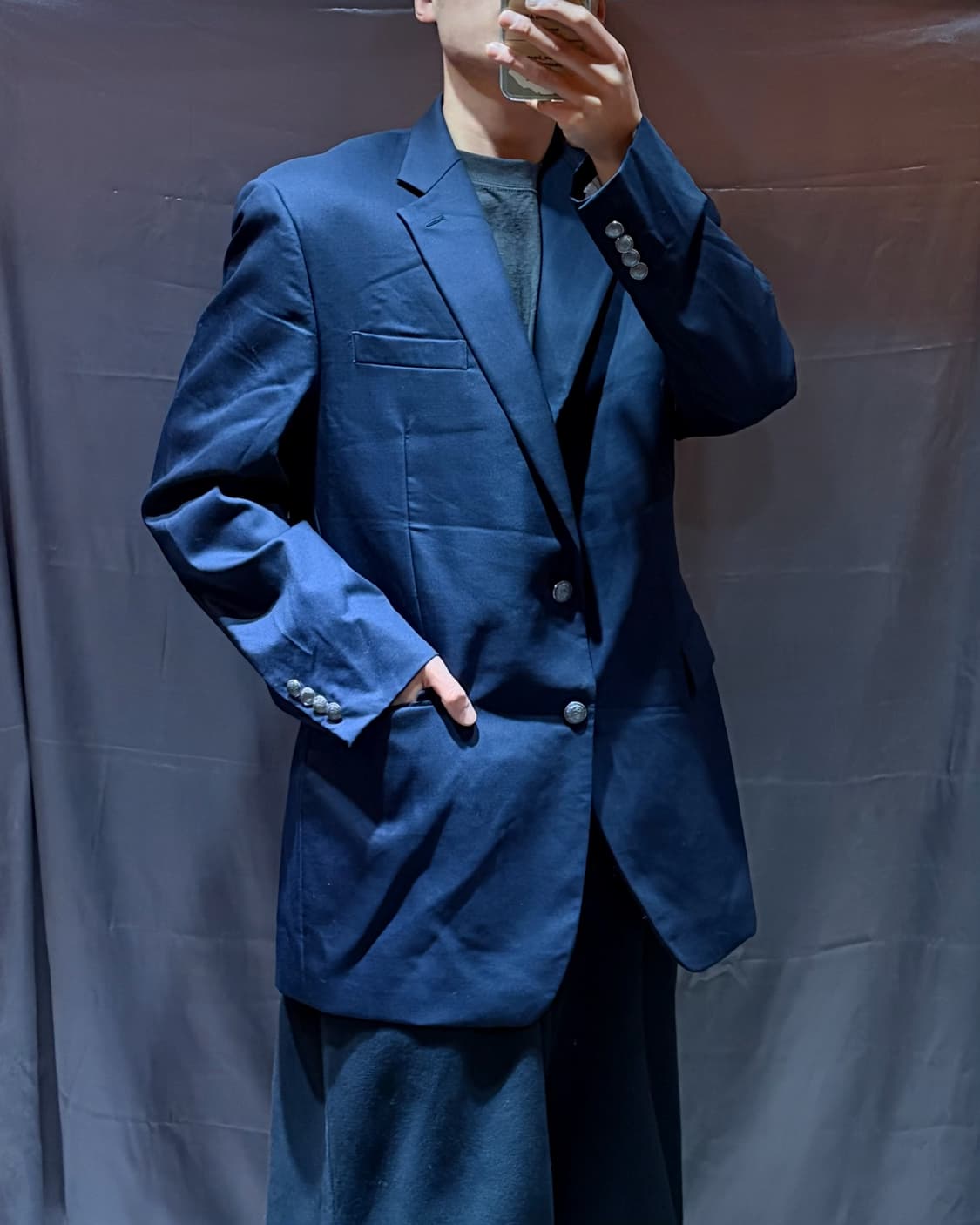 44L 폴로랄프로렌 각인 버튼 딥네이비 울 블레이저 상품이미지1