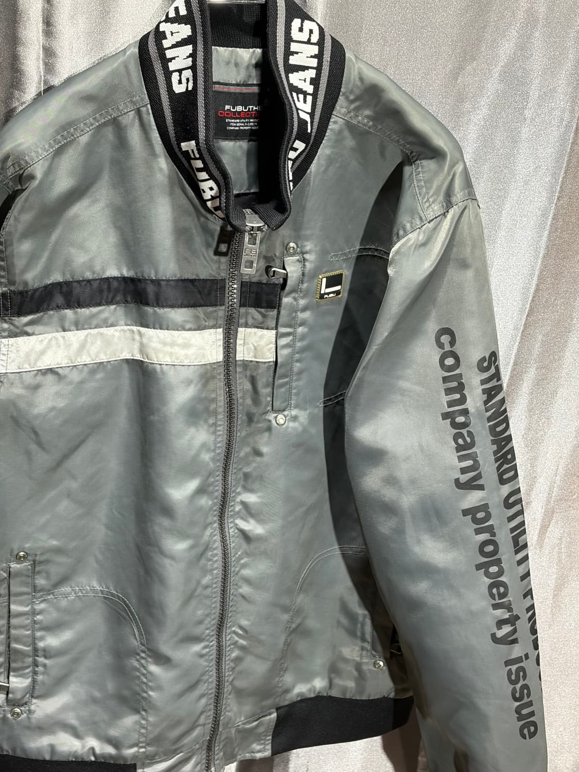 L FUBU 푸부 레터링 라인 다크실버 나일론 자켓 상품이미지4