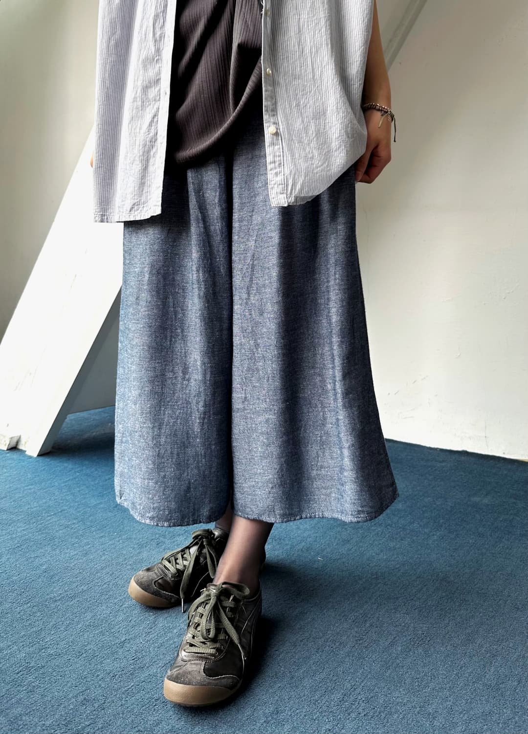 Linen rayon banded 3/4 gaucho pants 상품이미지1