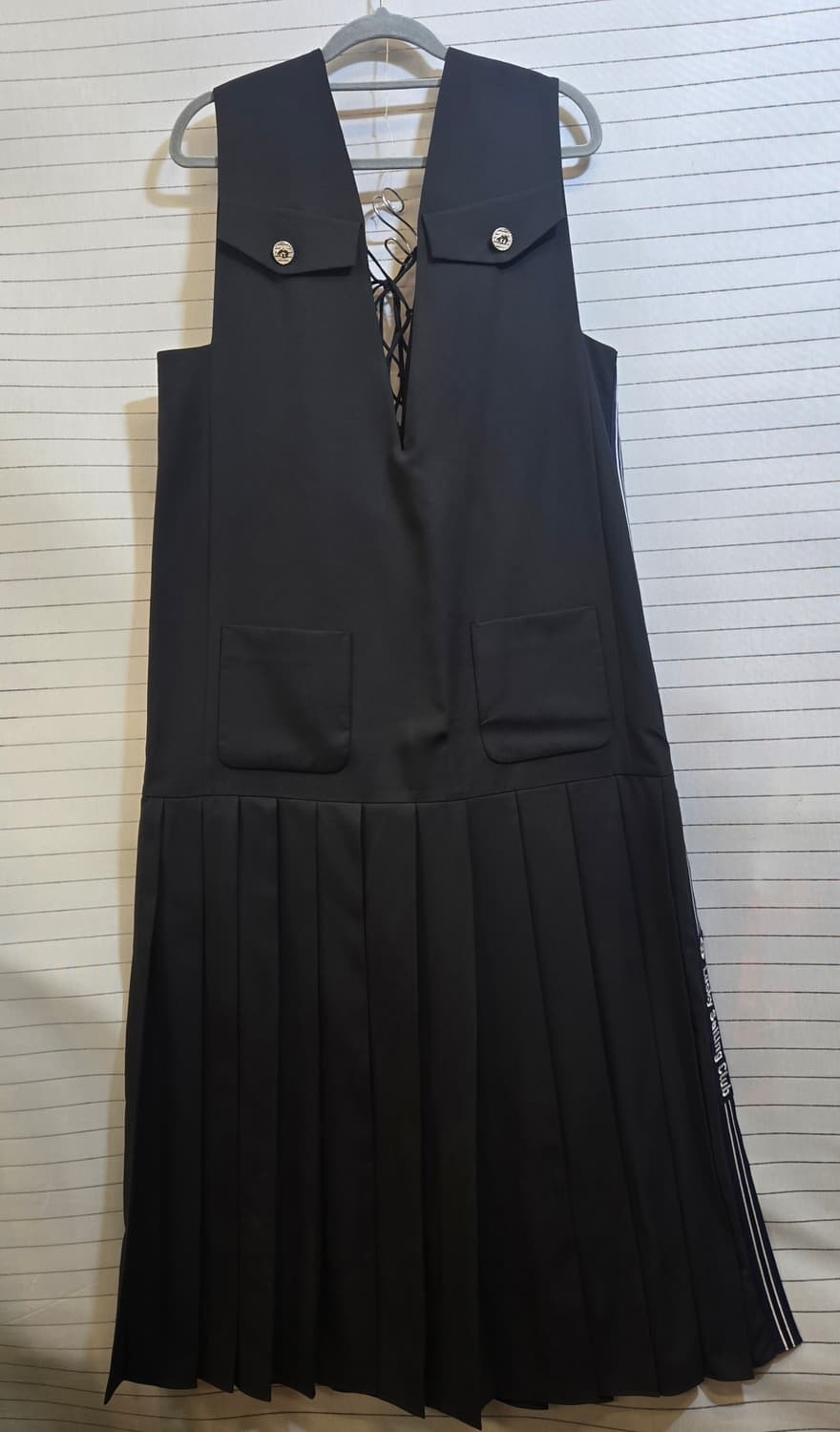  력키슈에뜨 블랙 플리츠 원피스 레이스업 카라 상품이미지1