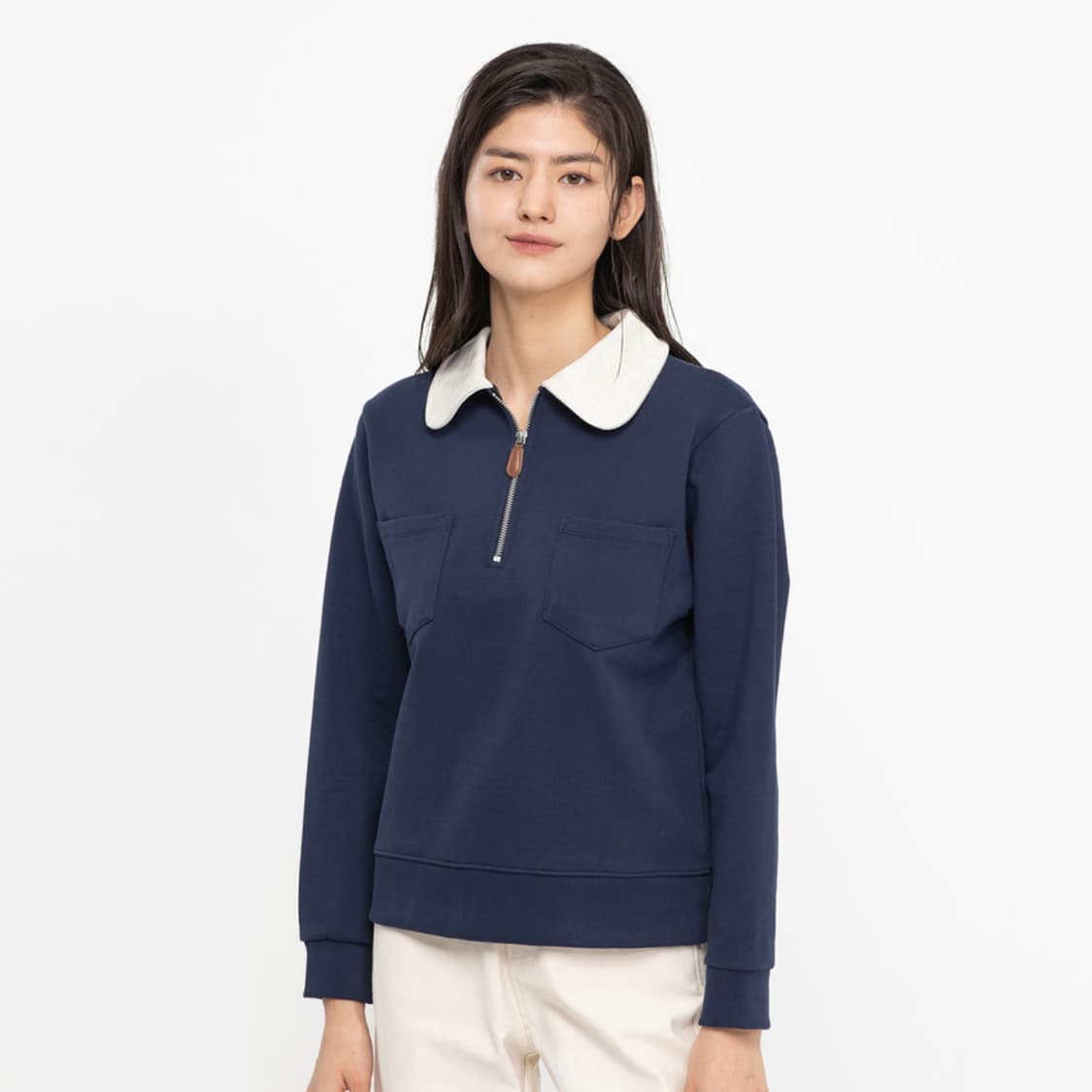 모디아티코(MODIATTICO) 라운드카라 하프집업티 프리사이즈 새상품 상품이미지2