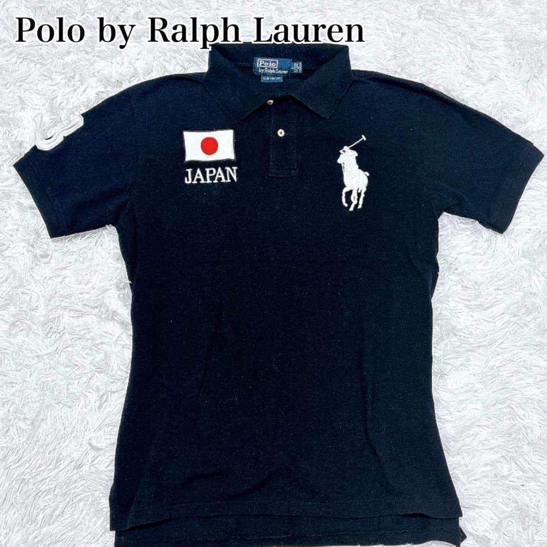 폴로 랄프 로렌 빅포니 재팬 국기 패치 반팔 카라티 블랙 상품이미지1