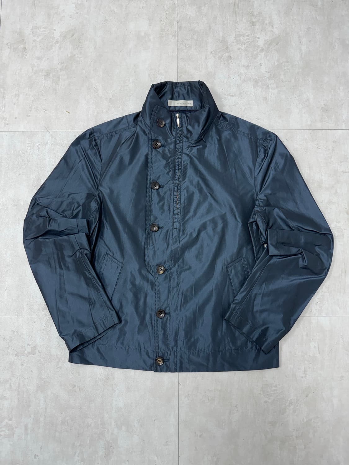•SOLID HOMME 네이비 폴리에스터 반집업 자켓 상품이미지1