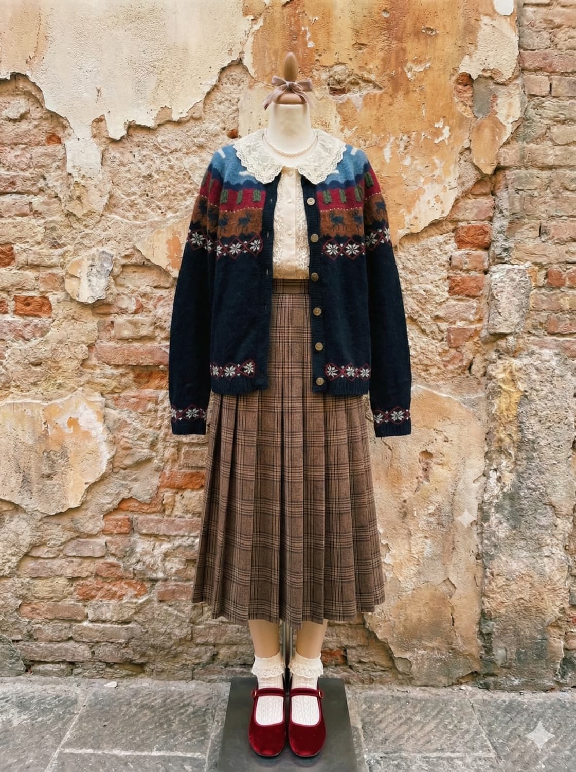 무스(Moose) 패턴 램스울 가디건 상품이미지2