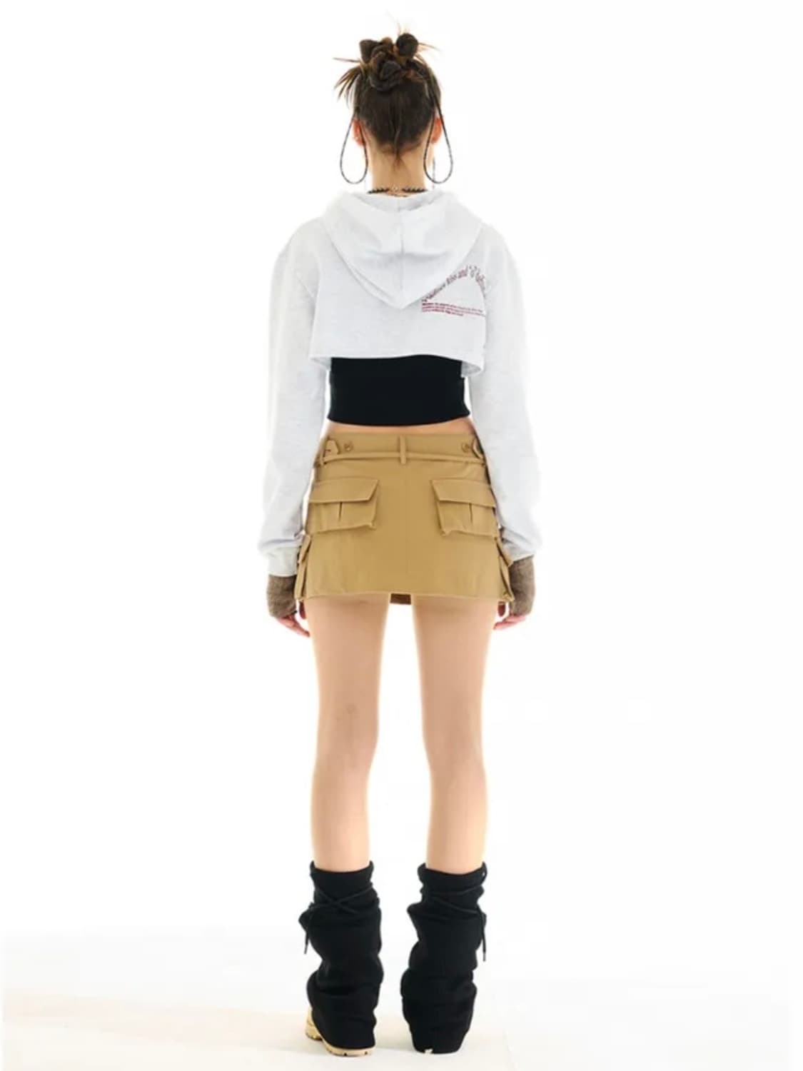 아웃엑소 half slit hoodie grey 볼레로후디 상품이미지3