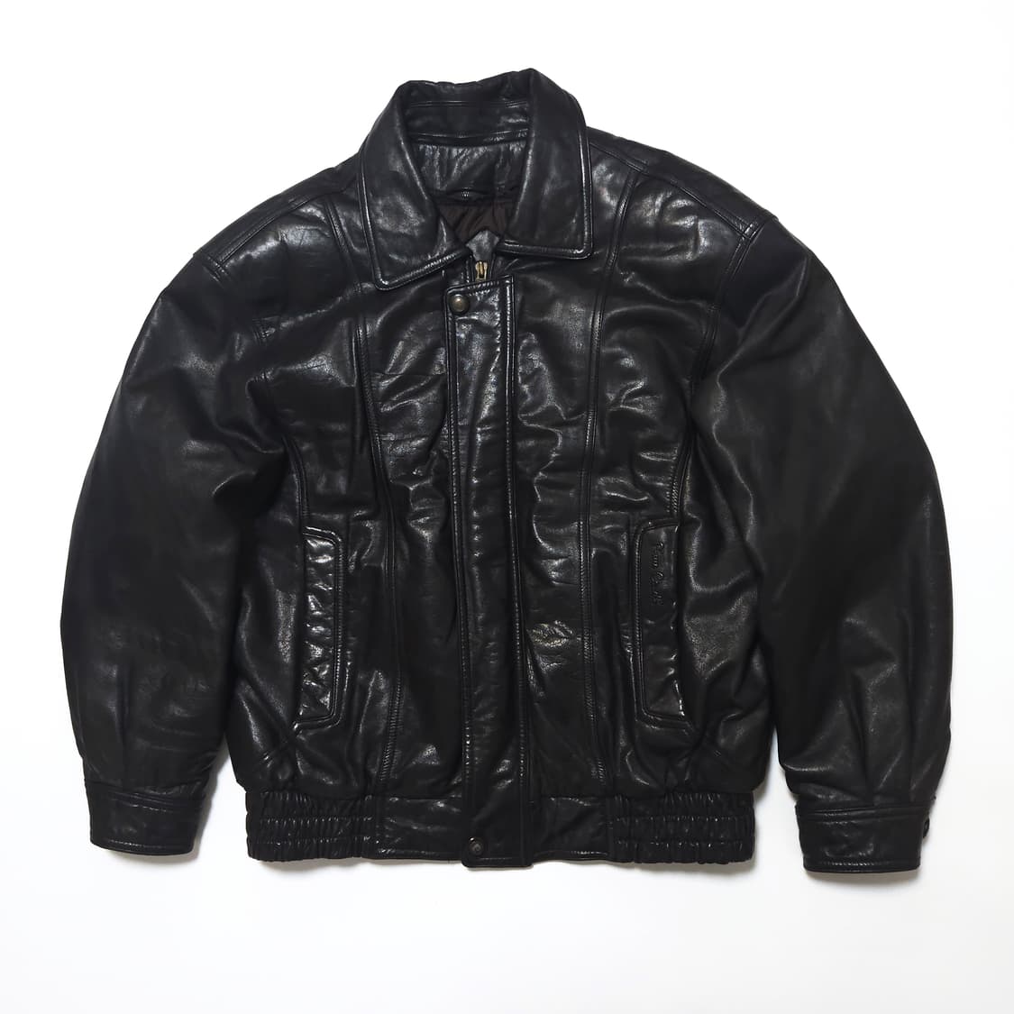 피에르가르뎅 90s 램 레더 봄버 자켓 블랙 상품이미지1