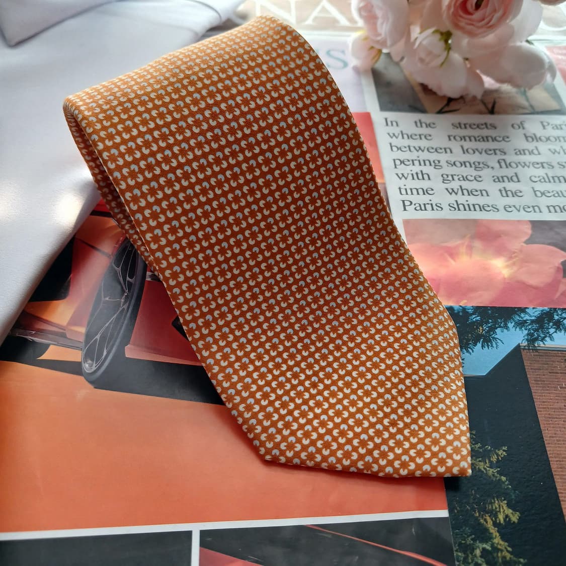 듀퐁 실크 오렌지 미니 모노그램 넥타이 8.3cm A+등급 A18677
 상품이미지3