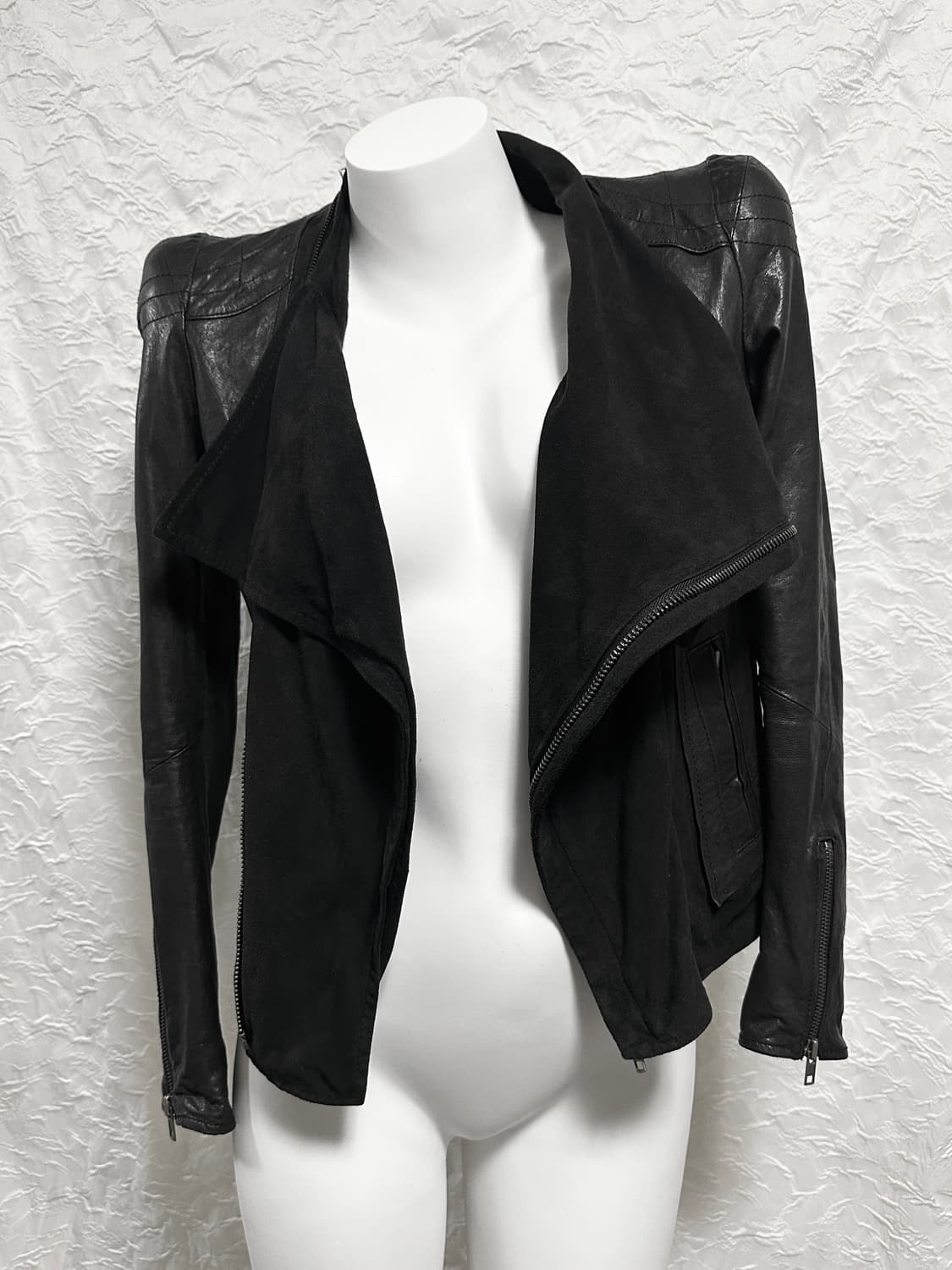 빈티지 3-way 더블 지퍼 쉽스킨 양가죽 레더 자켓 상품이미지4