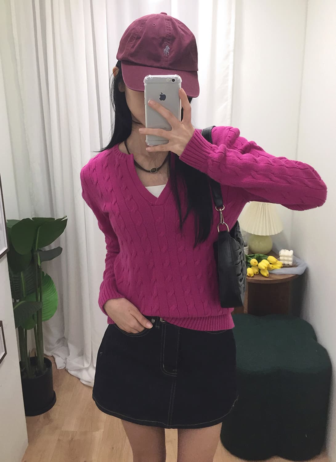 여성 폴로 꽈배기 브이넥 니트 95 상품이미지2