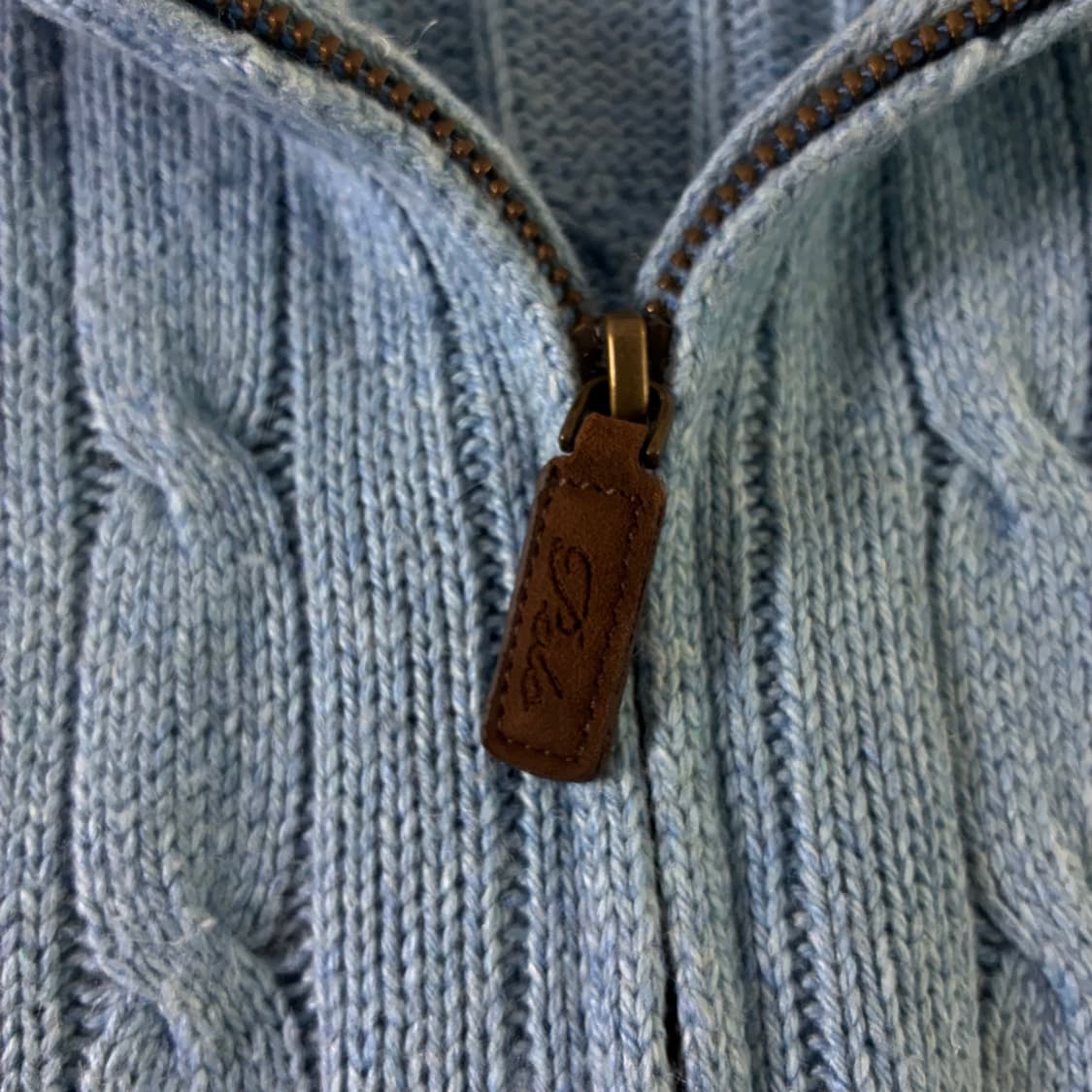 Polo 폴로 랄프로렌 투사실크100% 라벤더블루 케이블 쿼터집업 니트 상품이미지5