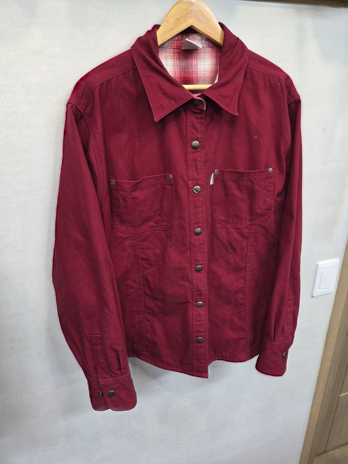 칼하트 여성 빈티지 플란넬 캔버스 셔츠자켓 버건디 xxl 레귤러  상품이미지5