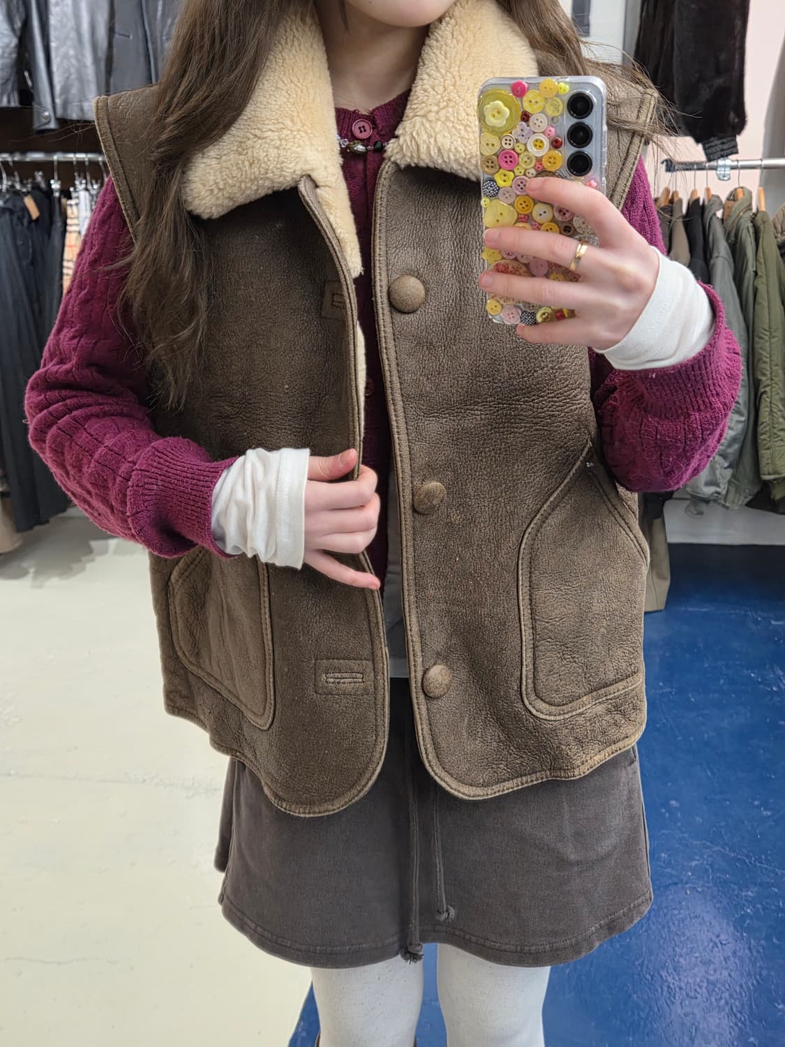 1990s B-3 양가죽 양털 무스탕 베스트 상품이미지3