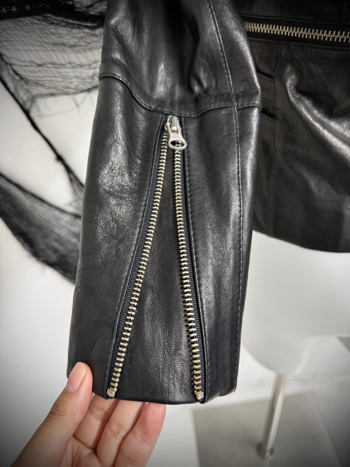 Punk mood real leather jacket 상품이미지2