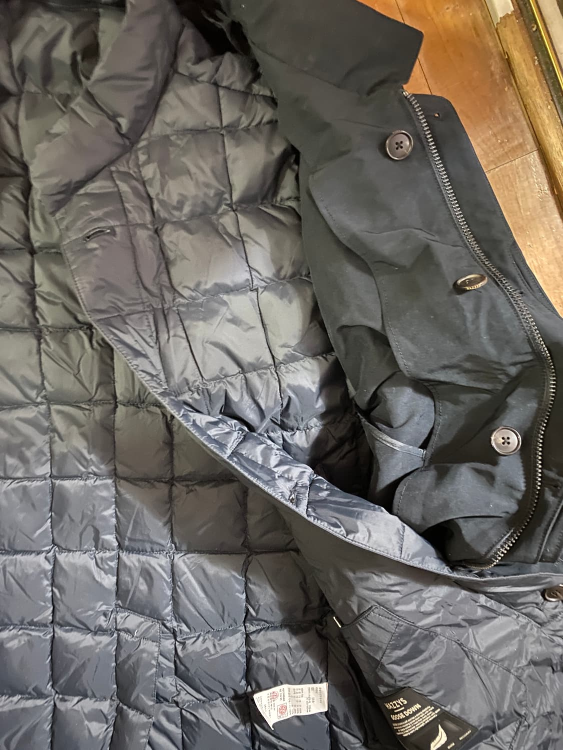 HAZZYS 남성 디테쳐블 구스다운 패딩 코트 110 블랙 상품이미지6