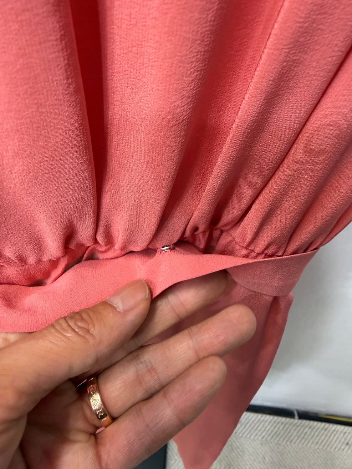 정품) 아스페시 여성 코랄 핑크 리본 원피스 36  상품이미지4