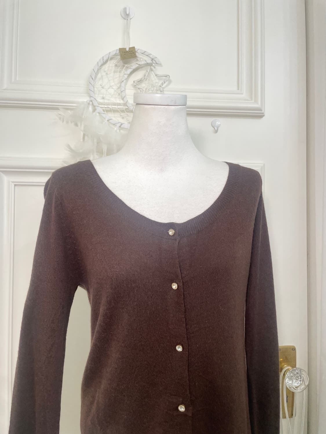 chocobrown crystal button basic cardigan 상품이미지5