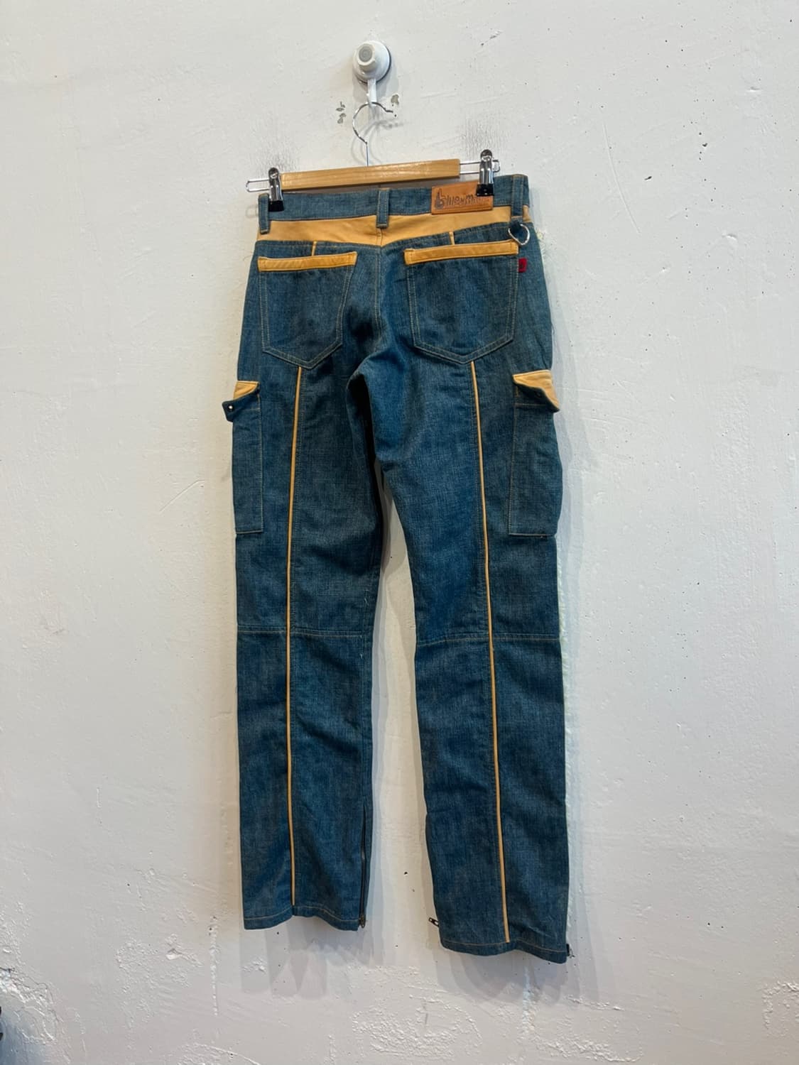 Blue made JPN 레더트리밍 프린지 데님팬츠 상품이미지3