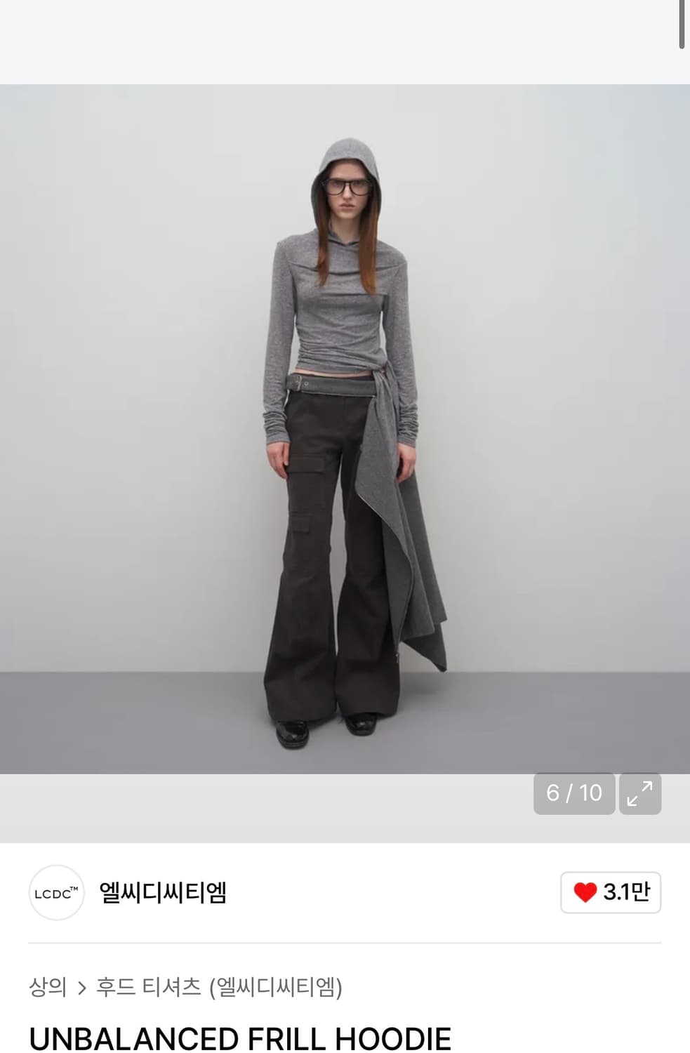 엘씨디씨티엠 lcdc tm 언발란스 프릴 후디 멜란지그레이 상품이미지2