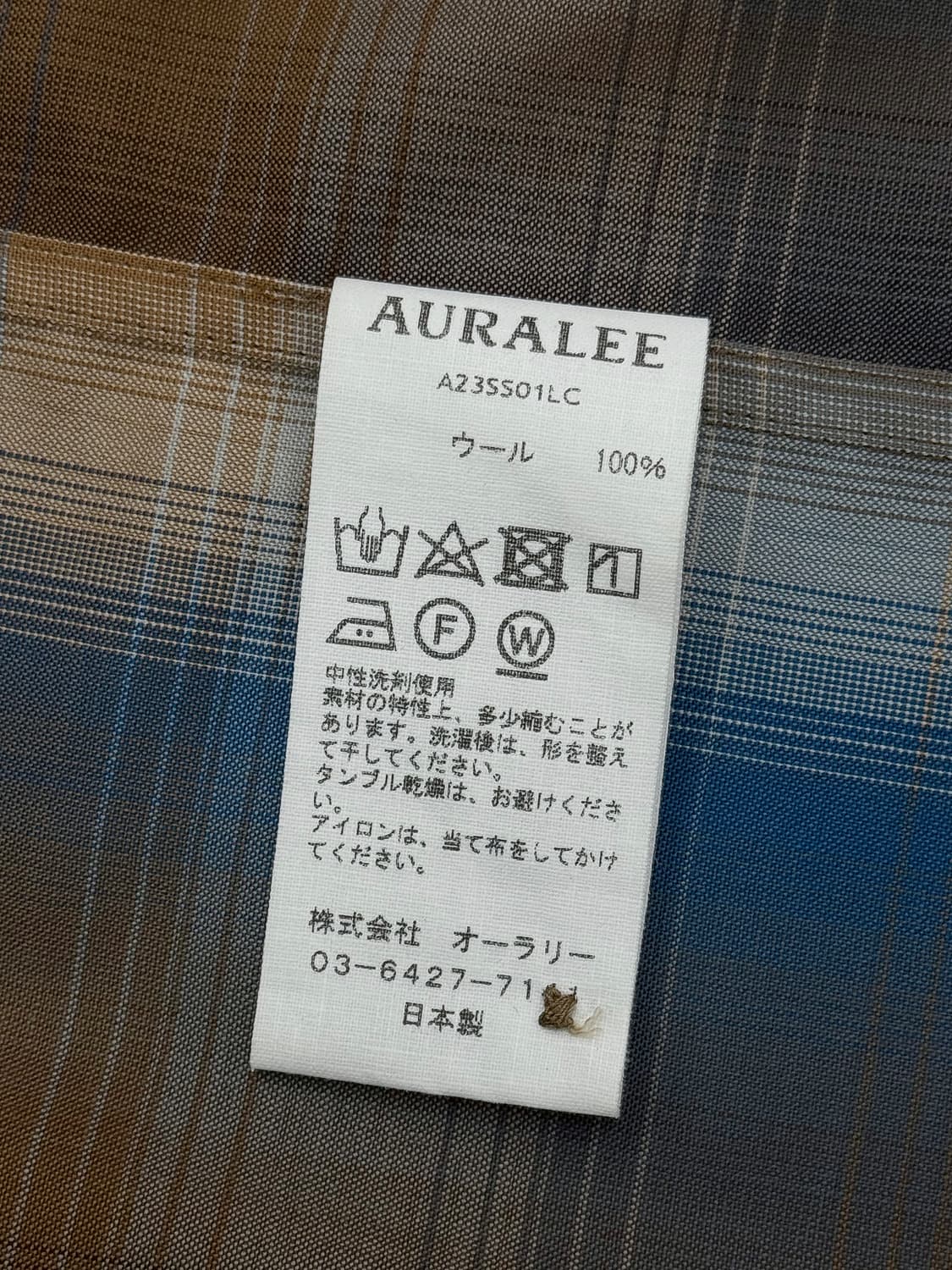 오라리 슈퍼 라이트 울 체크 셔츠 블루 브라운 체크 상품이미지7