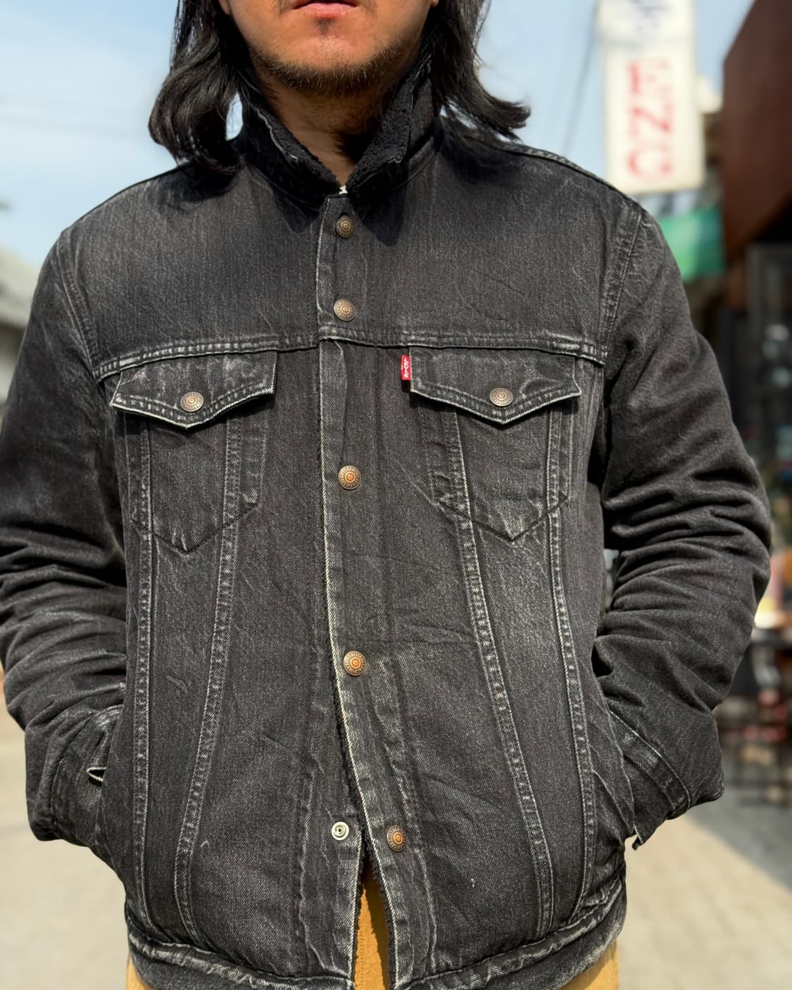 리바이스 프리미엄 타입 3세대 쉐르파 블랙 트러커 자켓 L 상품이미지8