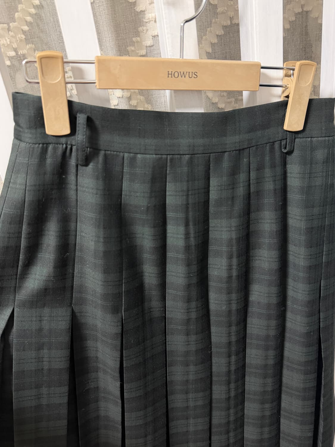 호와스 플리츠스커트 그린블랙 s 상품이미지5