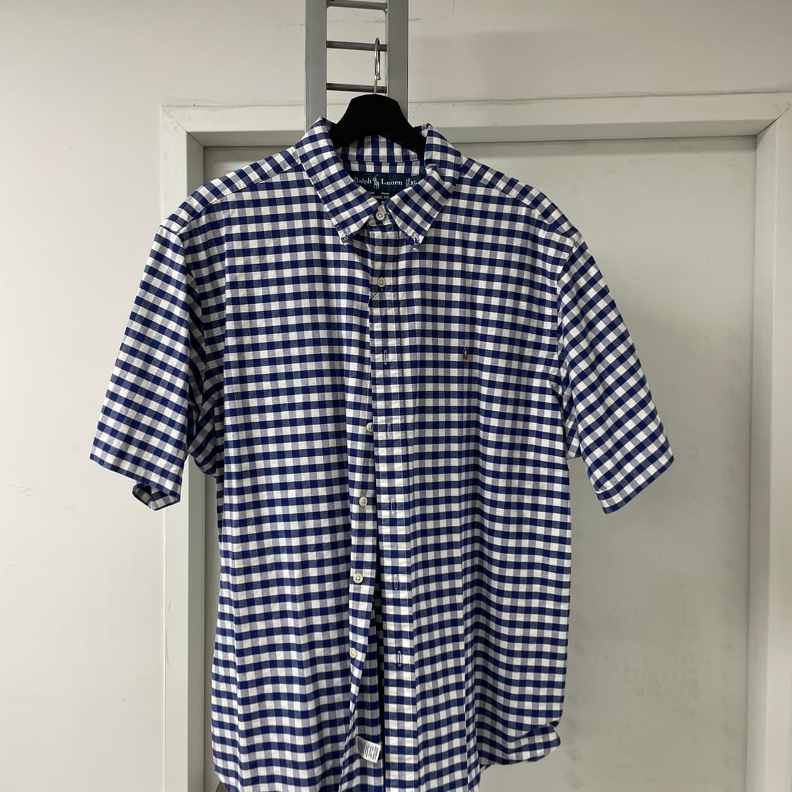 폴로 깅엄 체크 반팔 셔츠 블루 XL  상품이미지2