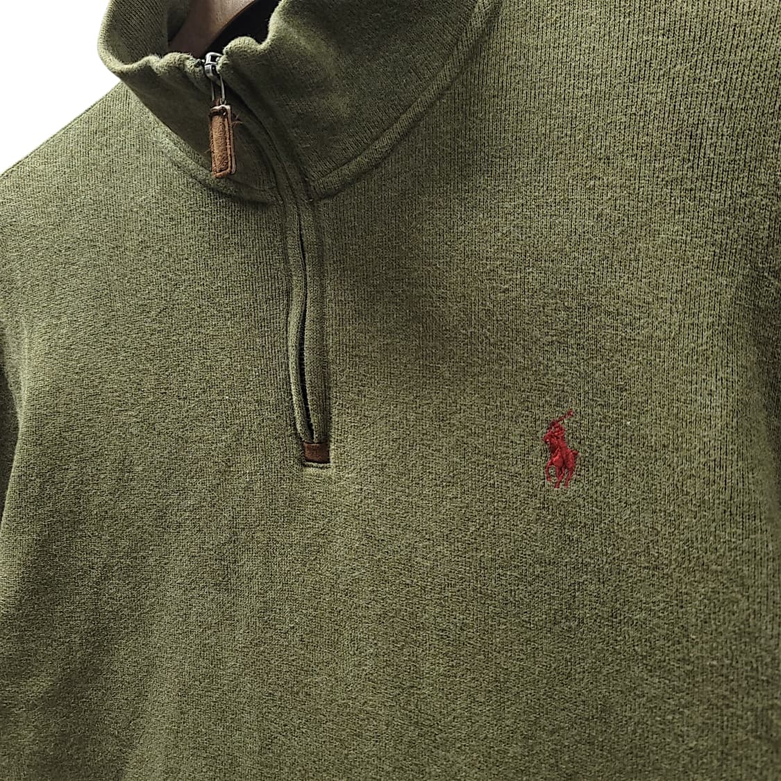[L] 폴로 카키 코튼 하프 집업 스웨터 니트 상품이미지5
